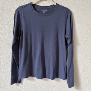 Eileen Fisher 100% Organic Cotton Long Sleeve T Shirt Blue Size XXS FLAWED